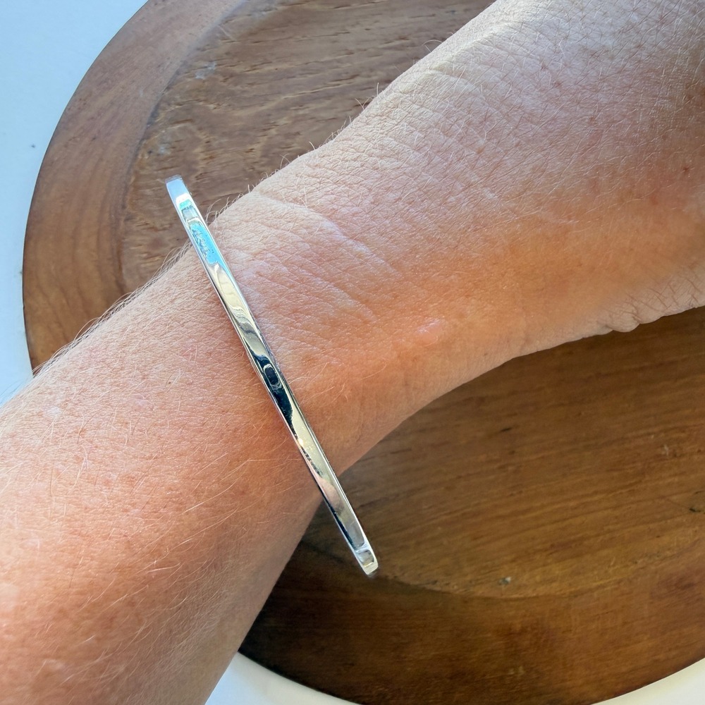 Monet Silver Tone Slim Bangle Bracelet Minimalist Vintage Polished Jewelry
